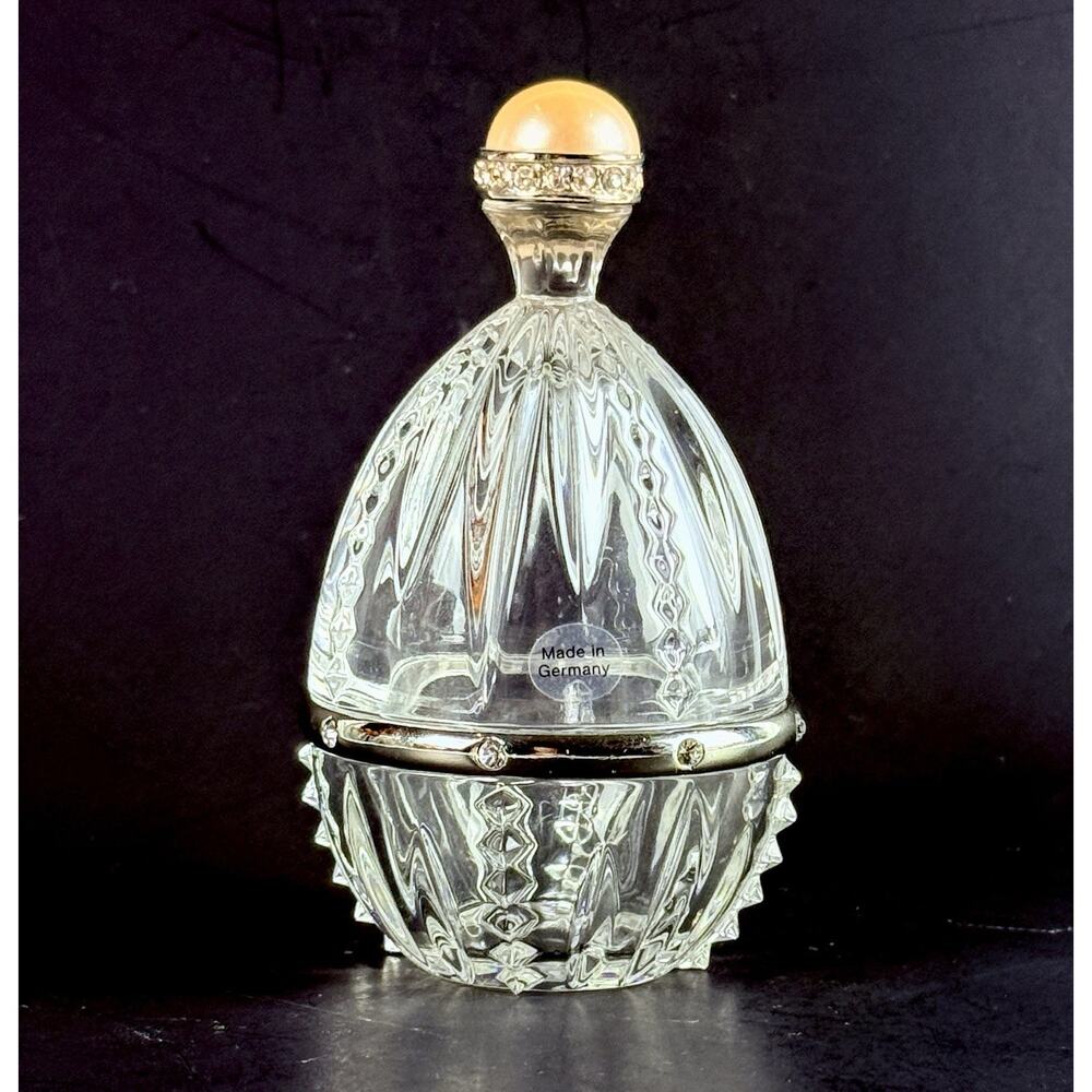 Lenox Diamonds & Pearls Royal Egg Trinket Box Crystal Germany FREE Shipping!